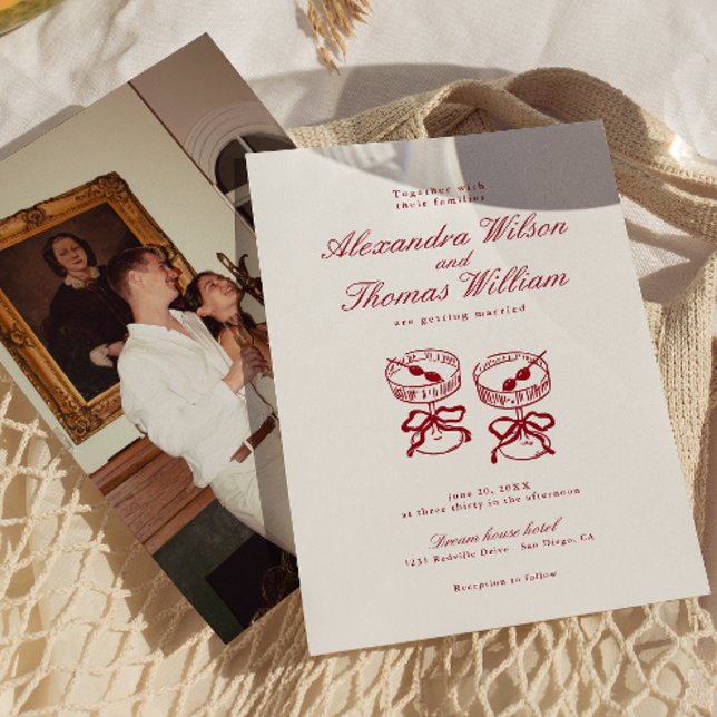 Invitation Calligraphie moderne Mariage rouge (Créateur téléchargé)