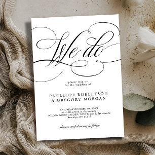 Invitation Calligraphie moderne Nous faisons mariage noir et