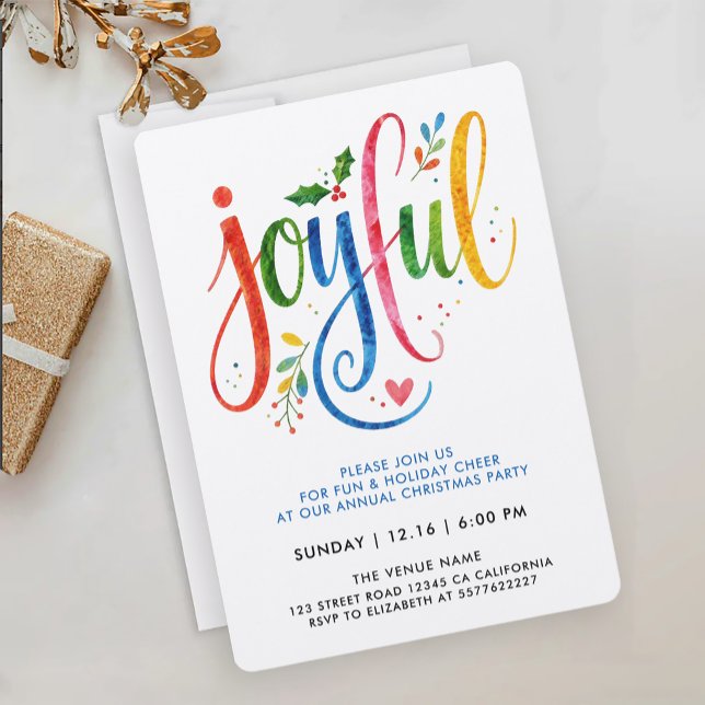 Invitation Calligraphie Moderne Peinte de Joie Colorée (Créateur téléchargé)