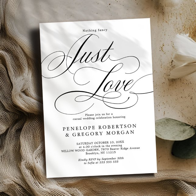Invitation Calligraphie moderne rien de fantaisie juste amour (Modern calligraphy nothing fancy just love wedding invitation)