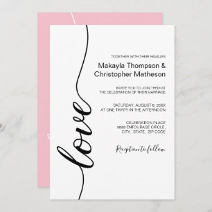 Invitation Calligraphie moderne Script Mariage noir et blanc