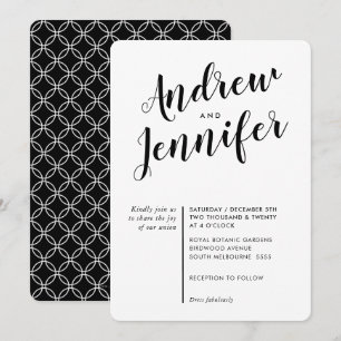 Invitation CALLIGRAPHIE MODERNE simple mariage noir blanc