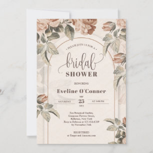 Invitation Calligraphie moderne terracotta rose arche à sauge