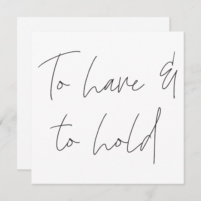 Invitation Calligraphie moderne Vow avoir et tenir Mariage (Devant / Derrière)
