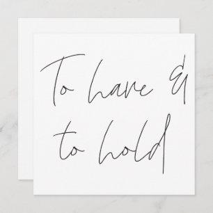 Invitation Calligraphie moderne Vow avoir et tenir Mariage