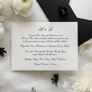 Invitation Calligraphie Monogramme Mariage classique noir et