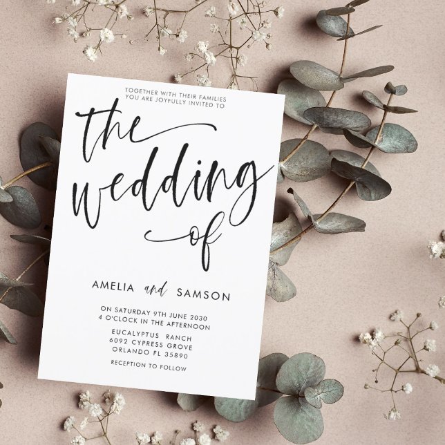 Invitation Calligraphie noir & blanc moderne Mariage de (Créateur téléchargé)