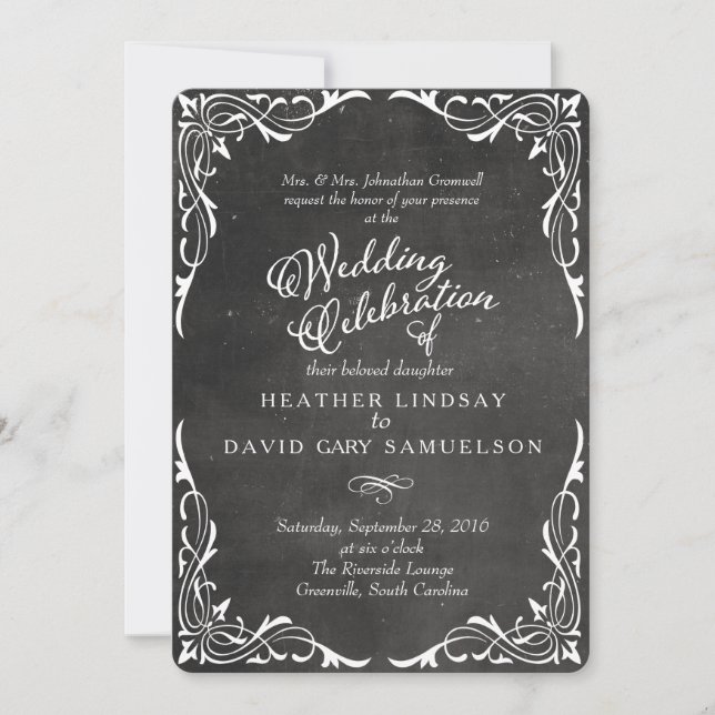 Invitation Calligraphie noir et blanc (Devant)