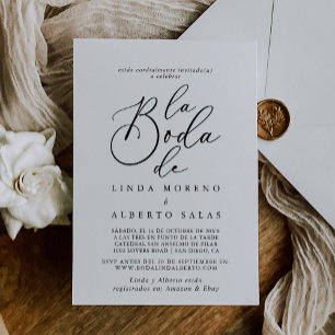 Invitation Calligraphie noir et blanc La Boda de Mariage