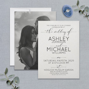 Invitation Calligraphie noir et blanc Typographie Mariage pho