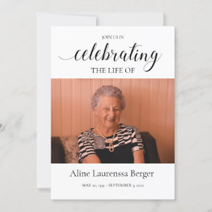 Invitation Calligraphie noire Célébration de la vie Photo