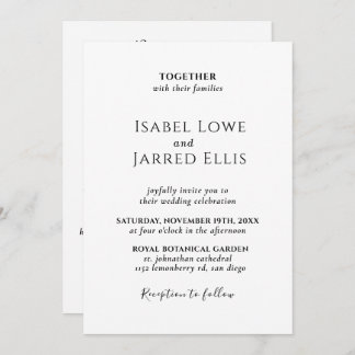 Invitation Calligraphie noire moderne tout en un Mariage