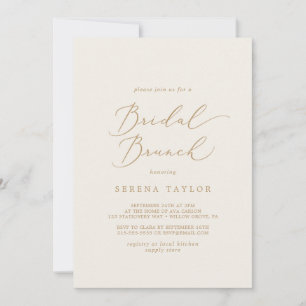 Invitation Calligraphie Or Délicate   Brunch nuptial en crème