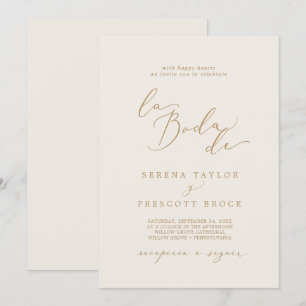 Invitation Calligraphie Or Delicate La Boda De Mariage