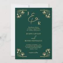 Calligraphie or élégant Art Déco sur mariage vert