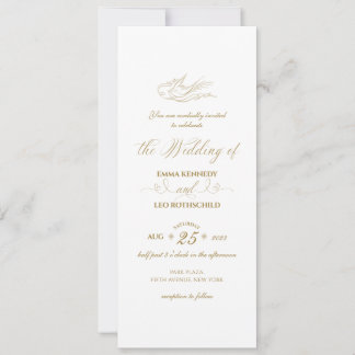 Invitation Calligraphie or Faux dorée Mariage romantique