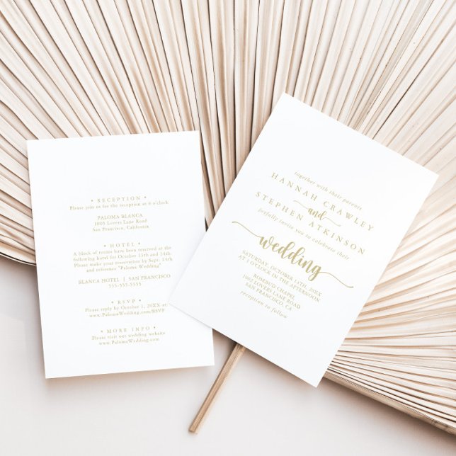 Invitation Calligraphie or Mariage avant et arrière (Créateur téléchargé)