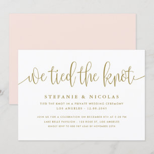 Invitation Calligraphie Or Nous Avons Lié Le Mariage De Knot