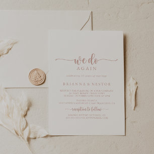 Invitation Calligraphie Or rose Nous Réagissons Vow Renouvell