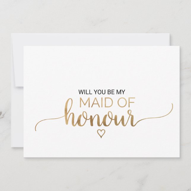 Invitation Calligraphie Or Simple Maid Of Honor Proposition (Devant)