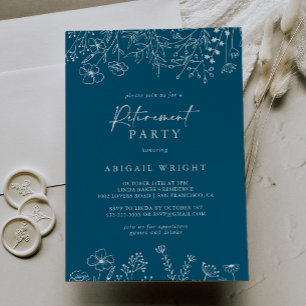 Invitation Calligraphie Parti de retraite Fleur sauvage de la
