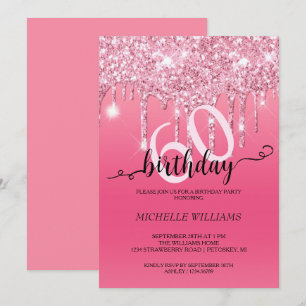 Invitation Calligraphie Parties scintillant argent rose Anniv