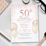 Invitation Calligraphie Parties scintillant rose Surprise 50e<br><div class="desc">Calligraphie rose Parties scintillant Ballons élégant moderne Surprise 50e anniversaire</div>