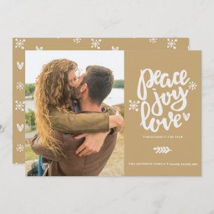 Invitation Calligraphie Peace Joy Love Photo Holiday Card