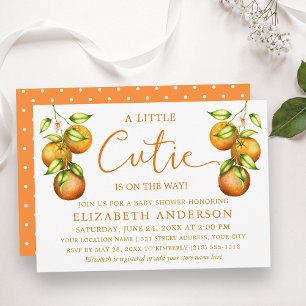 Invitation Calligraphie Petite Cutie Baby shower Oranges Poin