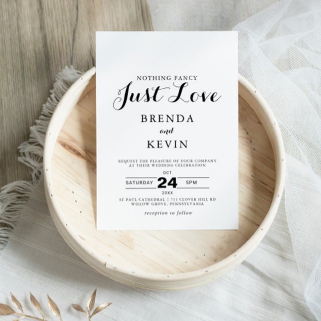 Invitation Calligraphie Rien de fantaisie Juste Amour Mariage (Créateur téléchargé)
