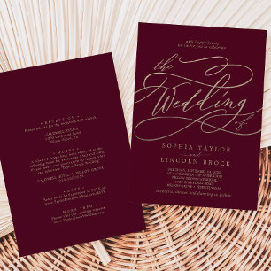 Invitation Calligraphie romantique Bourgogne Tout en un Maria