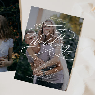 Invitation Calligraphie romantique Dark Photo Flourissant Mar