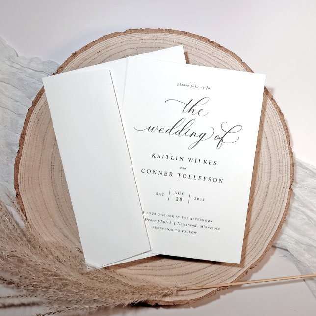 Invitation Calligraphie Romantique Luxe Mariage (Elegant romantic modern wedding invitations with calligraphy script.)