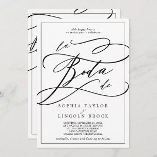 Invitation Calligraphie romantique Tout en un Mariage espag