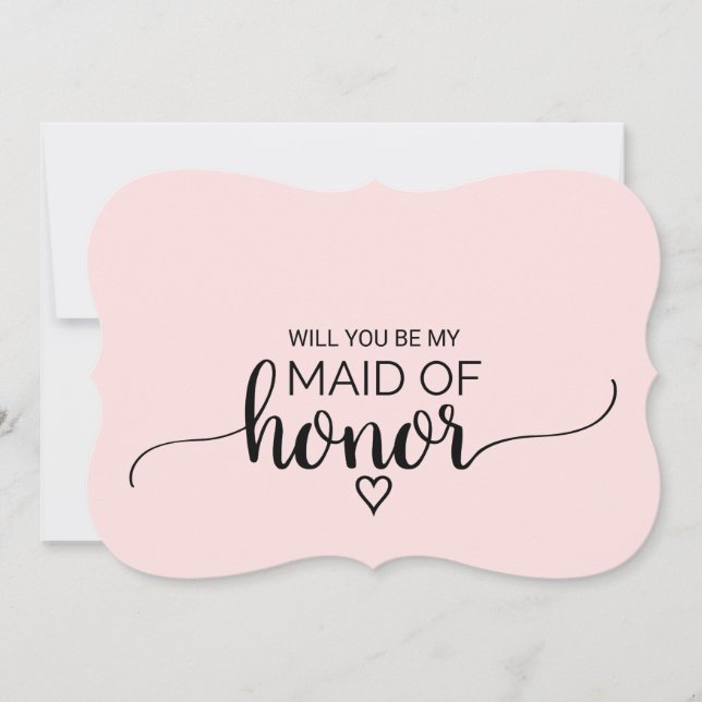 Invitation Calligraphie rose pâle Maid Of Honor Proposition (Devant)