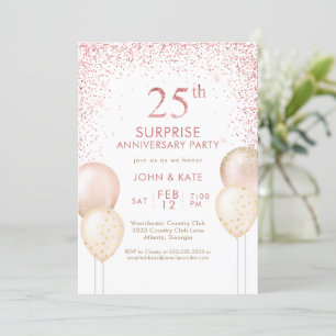 Invitation Calligraphie rose surprise 25e anniversaire