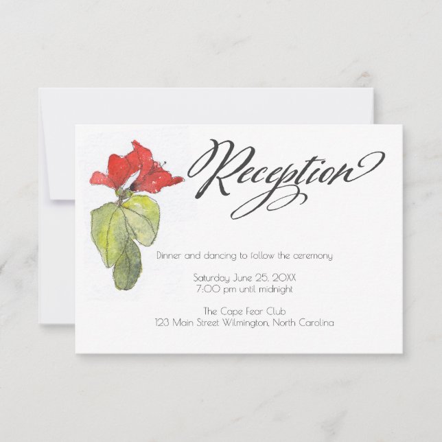 Invitation Calligraphie Rouge Script Mariage Réception (Devant)