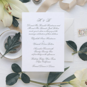 Invitation Calligraphie Sage Vert et blanc Mariage officiel
