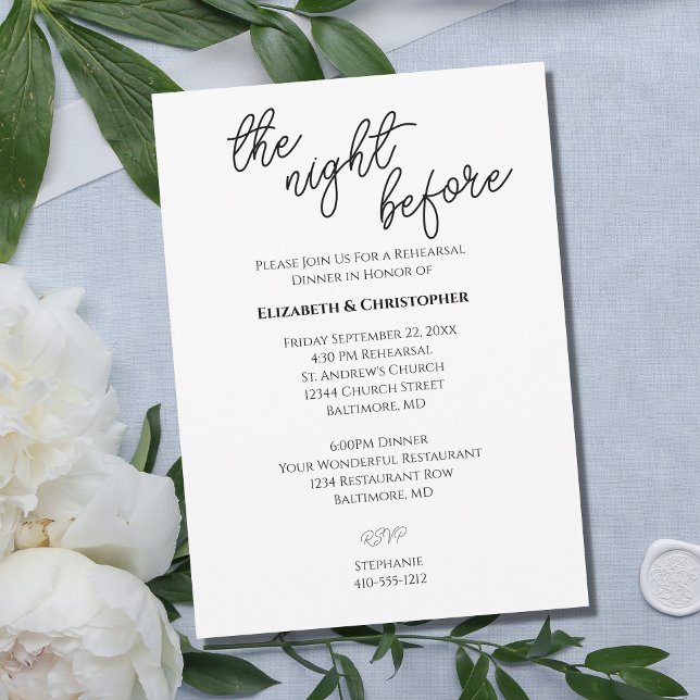 Invitation Calligraphie Script Réhearsal de mariage minimalis (Créateur téléchargé)