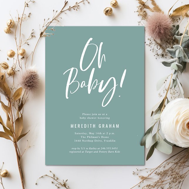 Invitation Calligraphie simple Baby shower neutre entre les s (Créateur téléchargé)