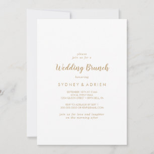 Invitation Calligraphie simple   Brunch Mariage or