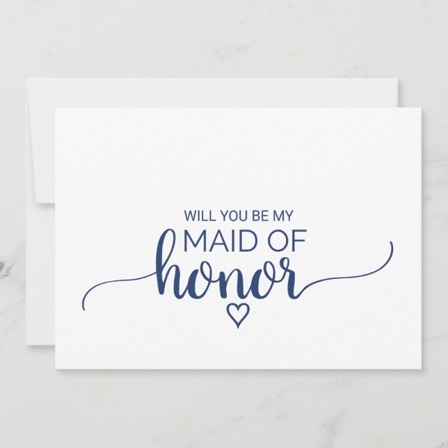 Invitation Calligraphie Simple De La Marine Maid Of Honor Pro (Devant)