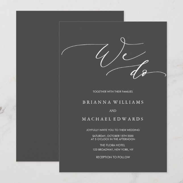Invitation Calligraphie simple et élégante Nous faisons Maria (Devant / Derrière)