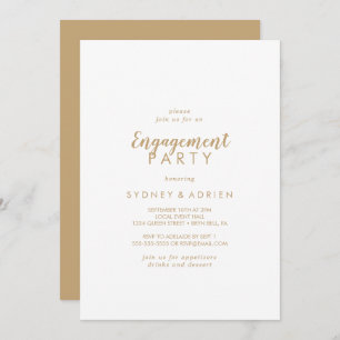 Invitation Calligraphie simple Gold Back Engagement Party
