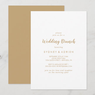 Invitation Calligraphie simple|Gold Back Mariage Brunch