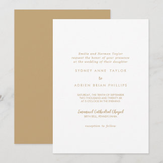 Invitation Calligraphie simple|Gold Back Mariage traditionnel