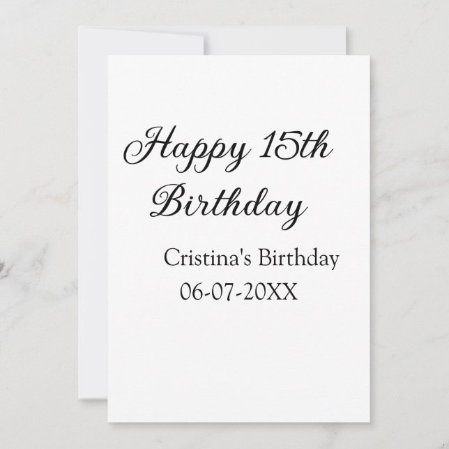 Invitation calligraphie simple minimum heureux 15e anniversai (Devant)