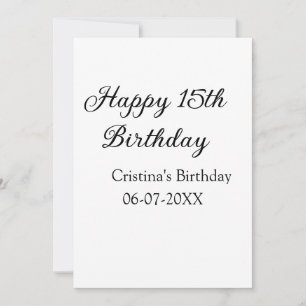 Invitation calligraphie simple minimum heureux 15e anniversai