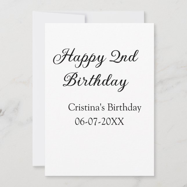 Invitation calligraphie simple minimum heureux 2e anniversair (Devant)