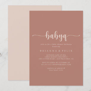 Invitation Calligraphie Terracotta BabyQ Baby shower Barbecue
